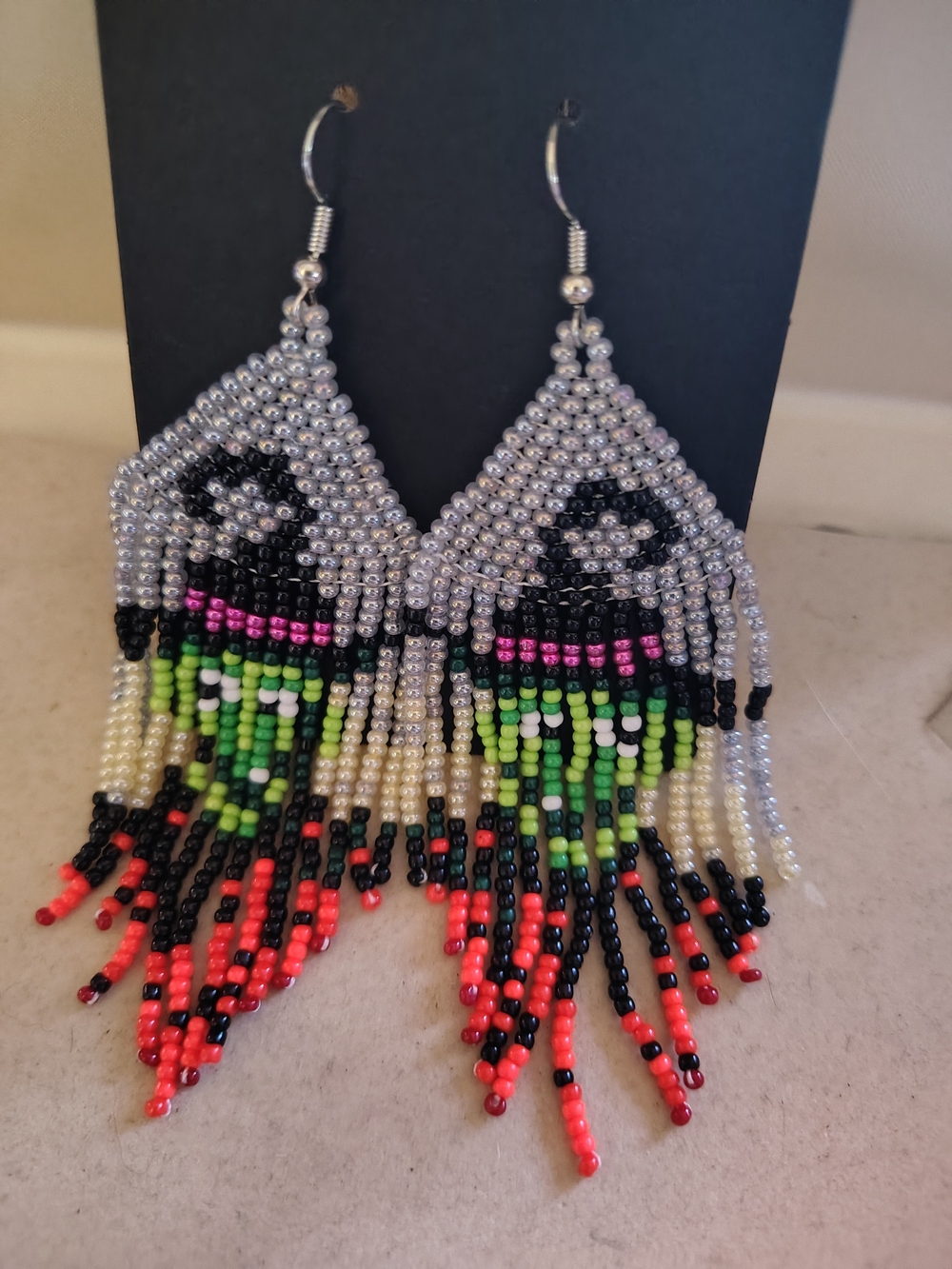 🧙🎃 New Handmade Beaded Witch Fringe Earrings - Halloween Jewelry 🎃